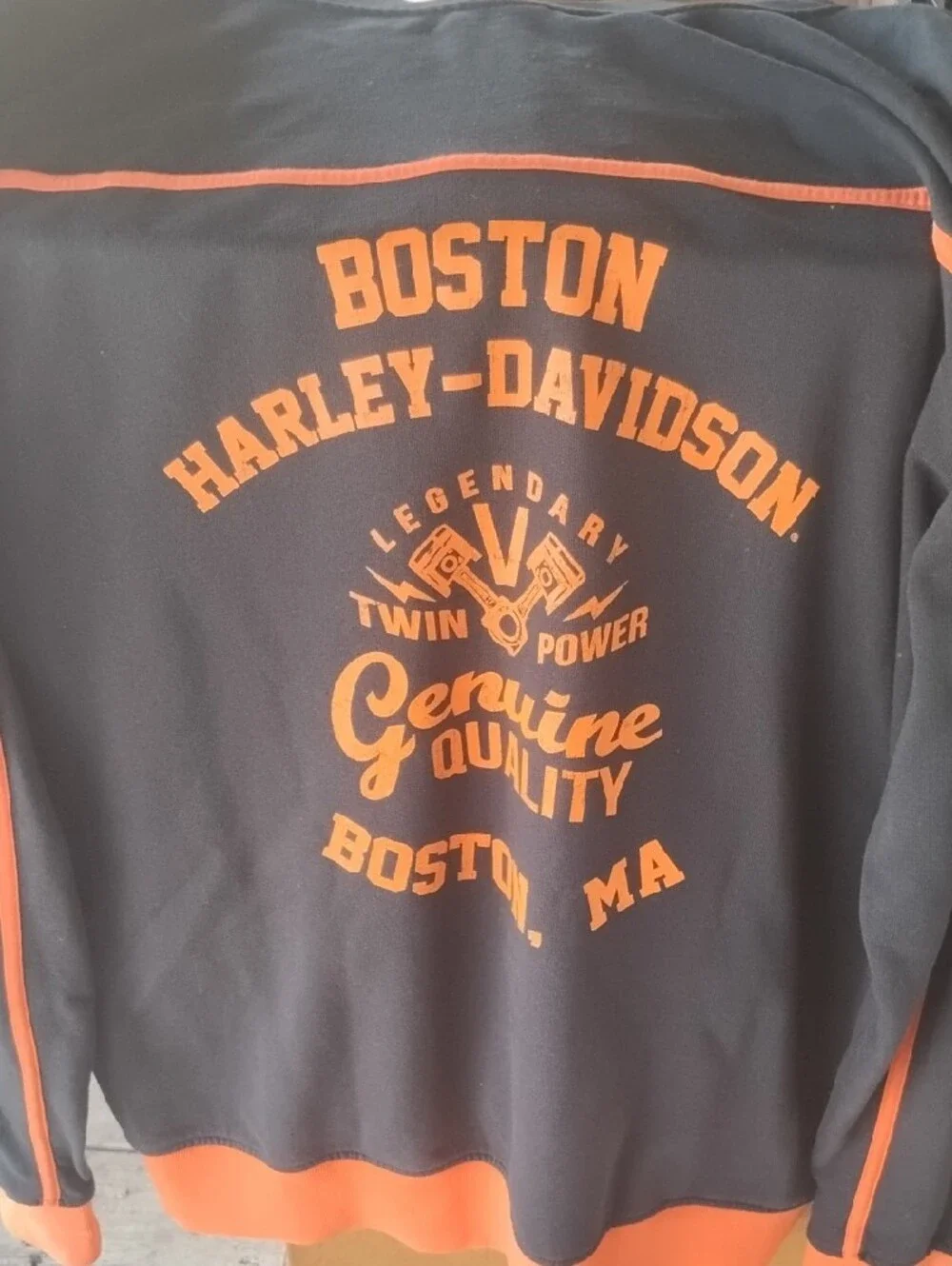 Harley-Davidson Black and Orange Men's Zip-Up Hoodie